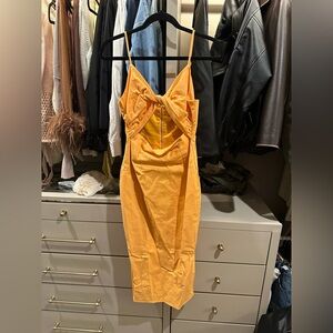 Sleeveless Orange Cutout Midi Dress